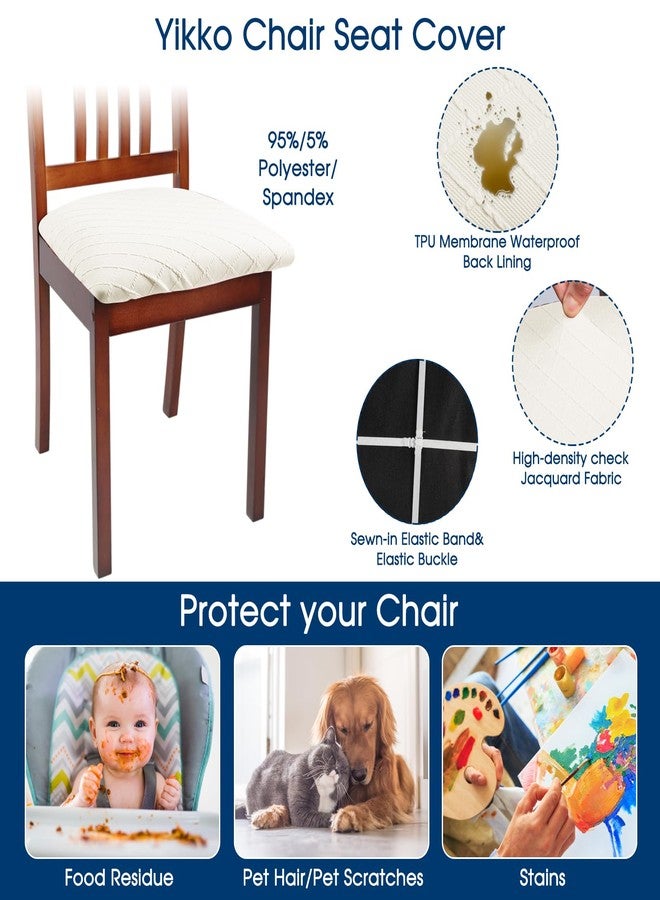 Yikko Chair Seat Covers, High-Density Check Jacquard Ekedalen Seat Covers for Dining Kitchen Restaurant Banquet, Stretch Removable Washable Chair Seat Cushion Protector (6, White) - Image 4