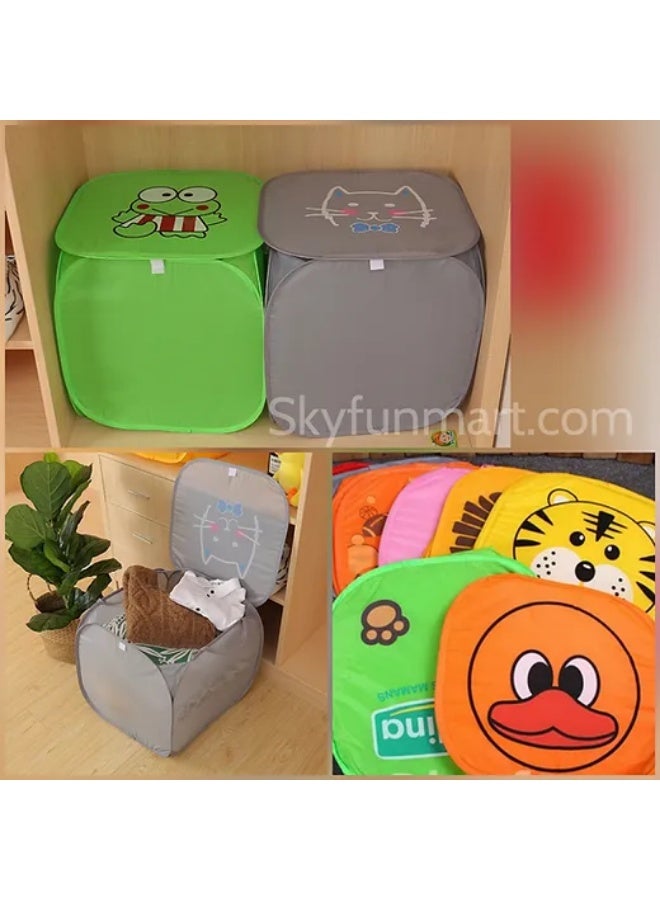 Kids Storage Basket (Multi-Color & Shape) - Cartoon Design Foldable Portable Fabric Storage Basket - Storage Bag - Kids Laundry Baskets, Toy Storage & Dirty Clothes Organizer - Kids Storage Basket - Baby Stuff Storage Basket - Toy Basket - Multifunctional Foldable Toy Laundry Organizer Basket - Foldable Kids Toy Basket - Image 2