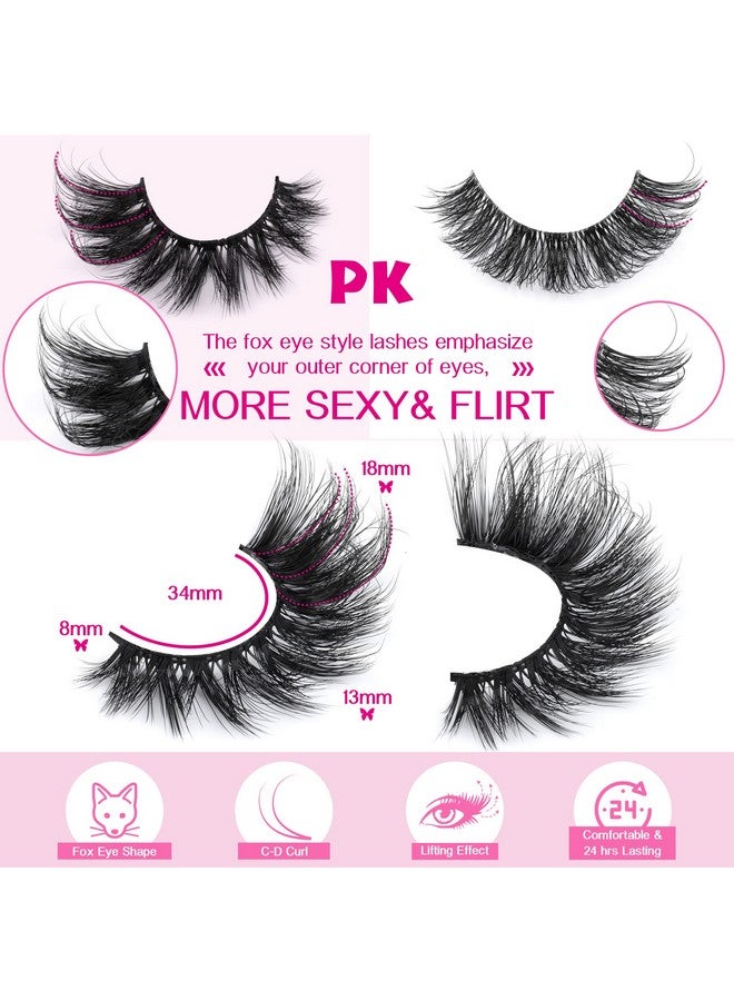 جيمير رموش صناعية من فرو المنك، رموش صناعية ناعمة بمظهر طبيعي، رموش صناعية كثيفة بمظهر عين القط، رموش صناعية سميكة 17 مم، تبدو مثل وصلات الرموش، عبوة من 7 أزواج - Image 1