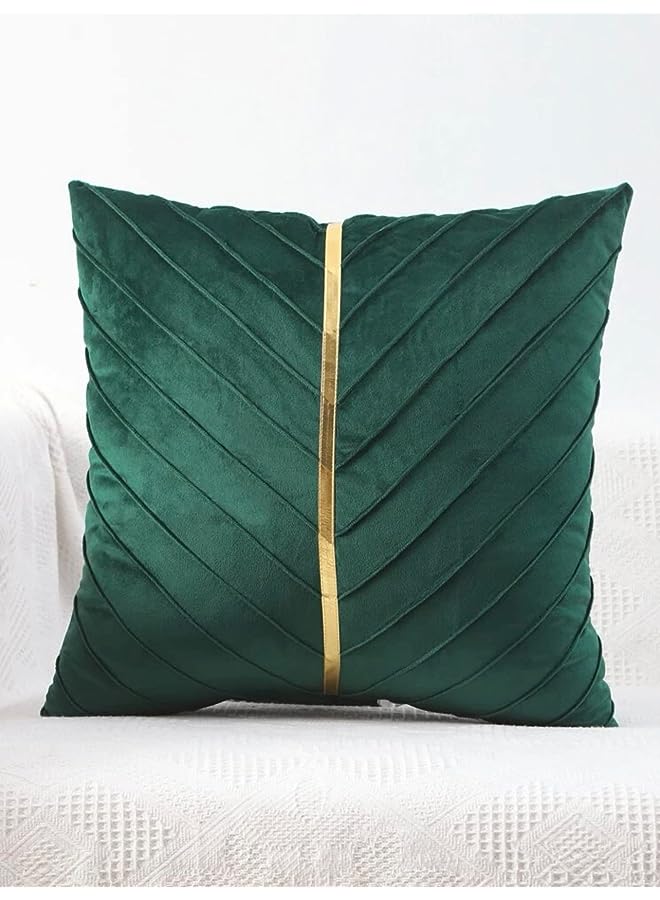 IAF pintuck Velvet Thrown Pillow Cover, Luxurious Cushion For Bed Room, Living Room, modern cushions, Thrown pillow cases, Cushion 45 * 45 without filler, velvet cushion cover. (Green) - Image 1