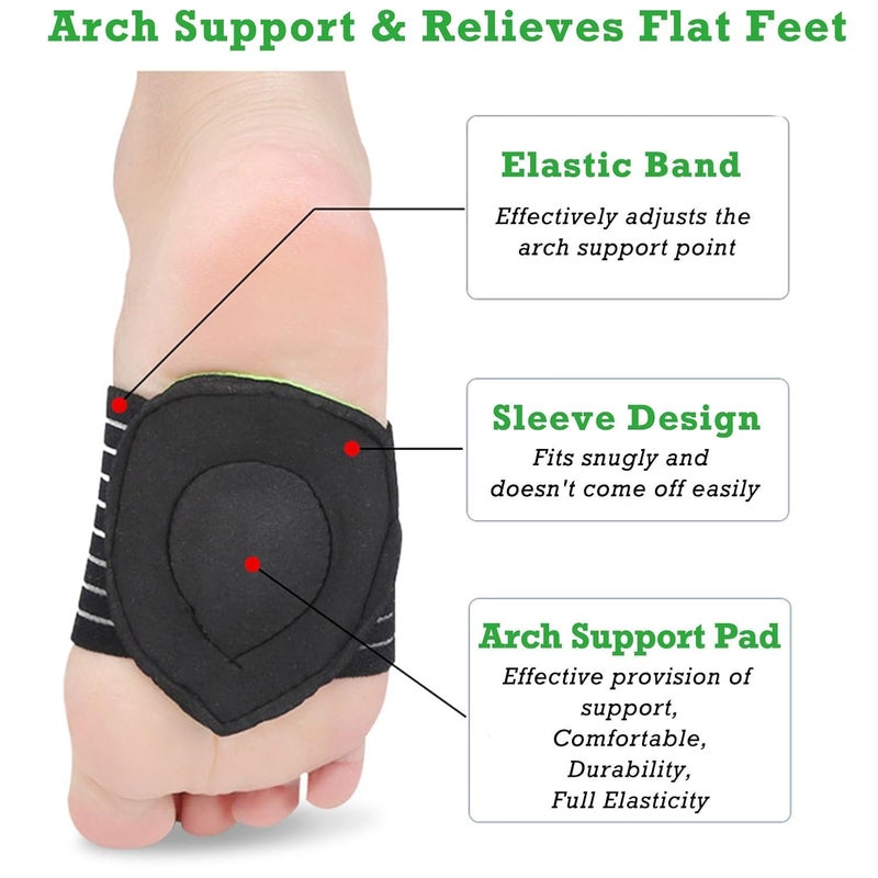 Tishta Flat Foot Brace & Flat Foot Orthopedic Brace - Cushioned Arch Support Pad for Plantar Fasciitis, Comfortable Compression Band Absorbs Shock and Relieves Standing Pain (1 Pair) - Image 2