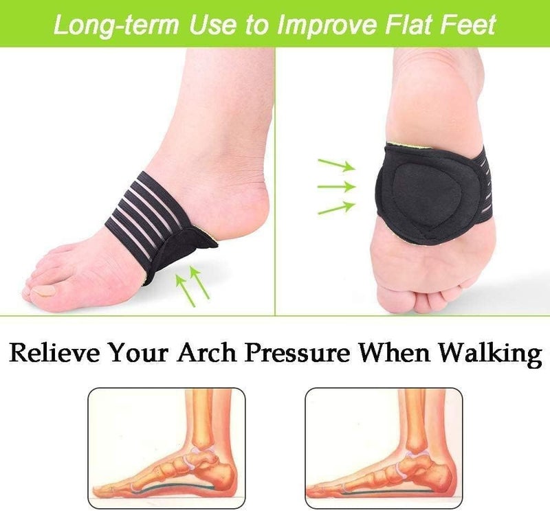 Tishta Flat Foot Brace & Flat Foot Orthopedic Brace - Cushioned Arch Support Pad for Plantar Fasciitis, Comfortable Compression Band Absorbs Shock and Relieves Standing Pain (1 Pair) - Image 5
