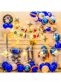إيروريكس سلسلة أضواء LED لغرفة الأطفال مكونة من 20 مصباحًا ليدًا على شكل رائد فضاء ومركبة فضائية وصواريخ وديكورات حفلات العطلات وحفلات الفضاء الخارجي وحفلات الزفاف حول الحديقة والفناء باللون الأبيض الدافئ  - Image 4
