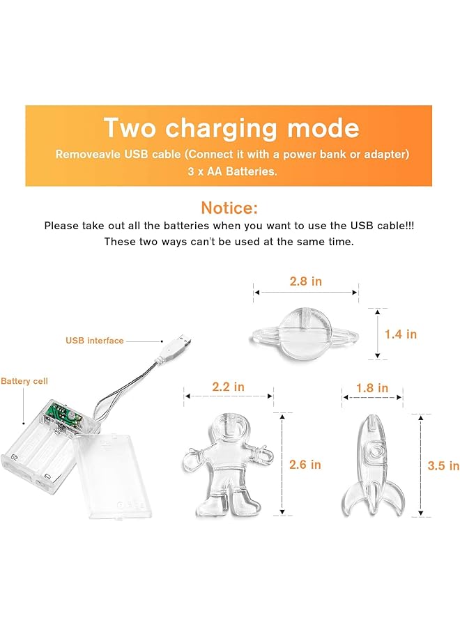 erorex Children'S Room Led String Light 20 Led Astronaut Spaceship Rocket Pendants Holiday Party Lights Outerspace Room Decor Wedding Around The Garden Party Patio Warm White - Image 5