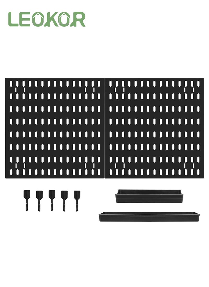 LEOKOR - Pegboard Wall Organizer Kit, Wall Mount Display Peg Board, 2 Pack Modular Hanging for Wall Organizer, Suitable for Wall Storage, Arts and Crafts Finishing, Decorative Display - Image 1
