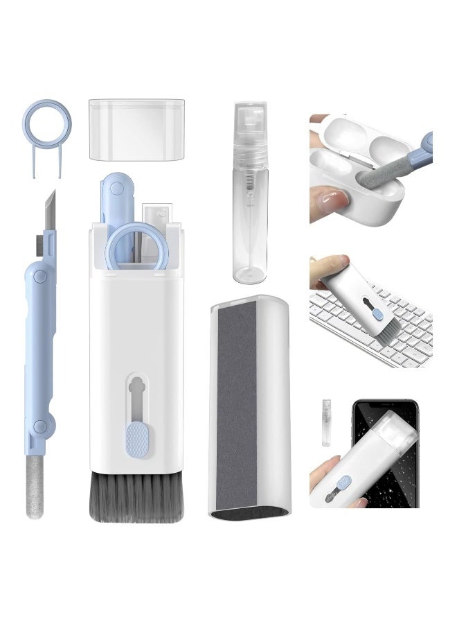 DUSALA 7 in 1 Computer Keyboard Cleaning Brush Set Earbuds Cleaning Pen Wireless Bluetooth Headset Charging Box Electronics Keyboard Cleaning Tools Cleaner Keycap Puller Kit (Blue) - Image 1