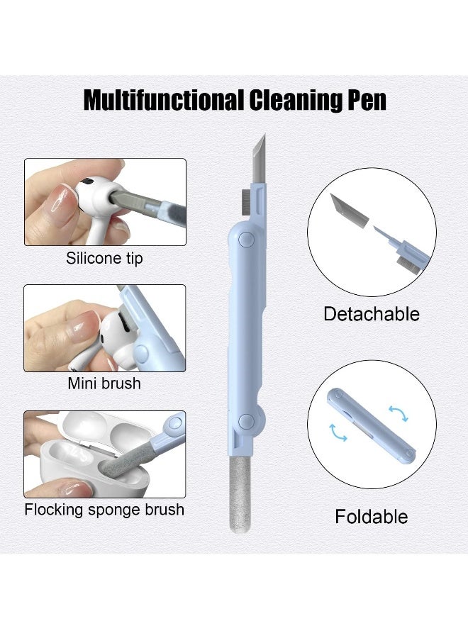 DUSALA 7 in 1 Computer Keyboard Cleaning Brush Set Earbuds Cleaning Pen Wireless Bluetooth Headset Charging Box Electronics Keyboard Cleaning Tools Cleaner Keycap Puller Kit (Blue) - Image 3