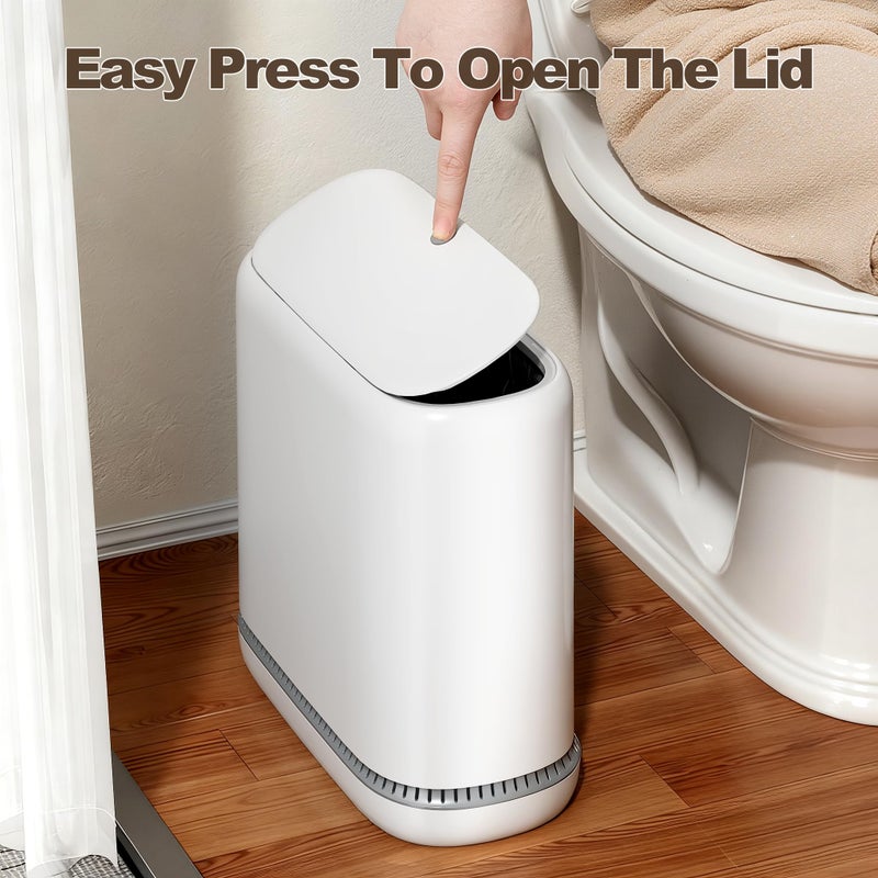 Spreezy Bathroom Trash Can with Lid, 2.3 Gallon/8.6 L Small Trash Can, Pneumatic Adhesion Style Garbage Can for Kitchen, Bedroom, Living Room, Office, Trash Bin Includes 5 Rolls of Trash Bags - Image 5