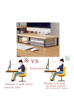 Hihonor 60CM Monitor Stand,Monitor stand riser,Monitor stand wooden+metal combined desktop Monitor riser, for home, office, screen, laptop, PC, ergonomic table and table top manager  - Image 3