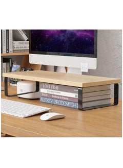 Hihonor 60CM Monitor Stand,Monitor stand riser,Monitor stand wooden+metal combined desktop Monitor riser, for home, office, screen, laptop, PC, ergonomic table and table top manager  - Image 2