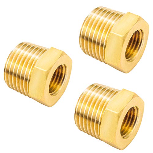 Joywayus Reducer Hex Bushing Brass Reducing Cast Pipe Fitting 3/8" NPT Male x 1/4" NPT Female Adapter(Pack of 3) - Image 1