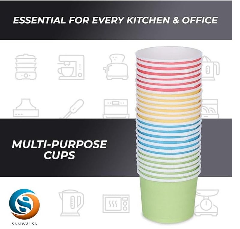 SANWALSA [110 ml, 200 Count, Multicolor Disposable Color Paper Cups | Rainbow Paper Cup for Wedding, Party, Picnic, Travel | Ideal for Tea, Coffee, Juice & Water - Image 4