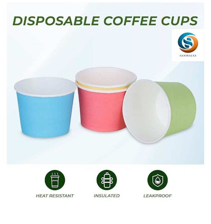 SANWALSA [110 ml, 200 Count, Multicolor Disposable Color Paper Cups | Rainbow Paper Cup for Wedding, Party, Picnic, Travel | Ideal for Tea, Coffee, Juice & Water - Image 3