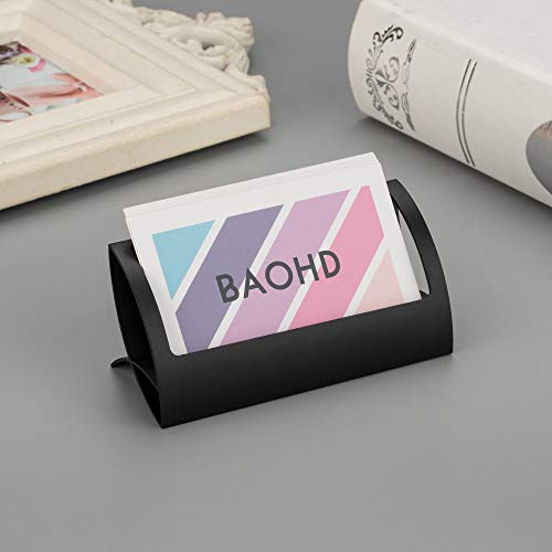BAOHD Metal Business Card Holder for Desk, Modern Aluminum Business Card Display Holder Stand, Desktop Name Card Rack Organizer Desk Accessory for Office Home (Black) - Image 4