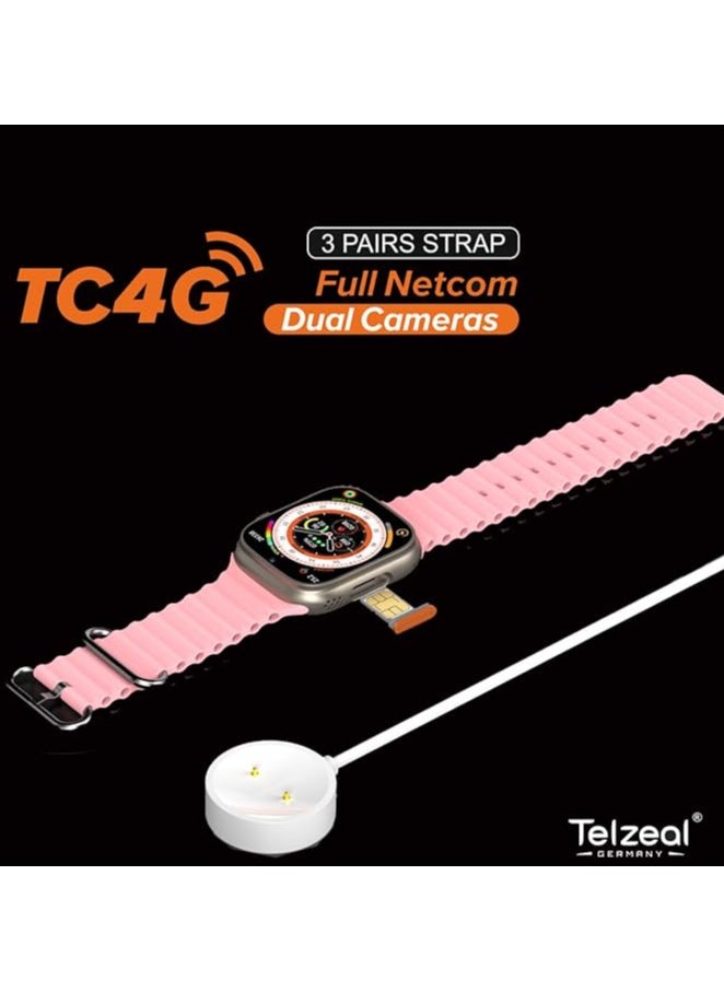Telzeal - Telzeal TC 4G Smart Watch with Dual Camera and 3 Pair Strap and Sim Card Support - Image 1