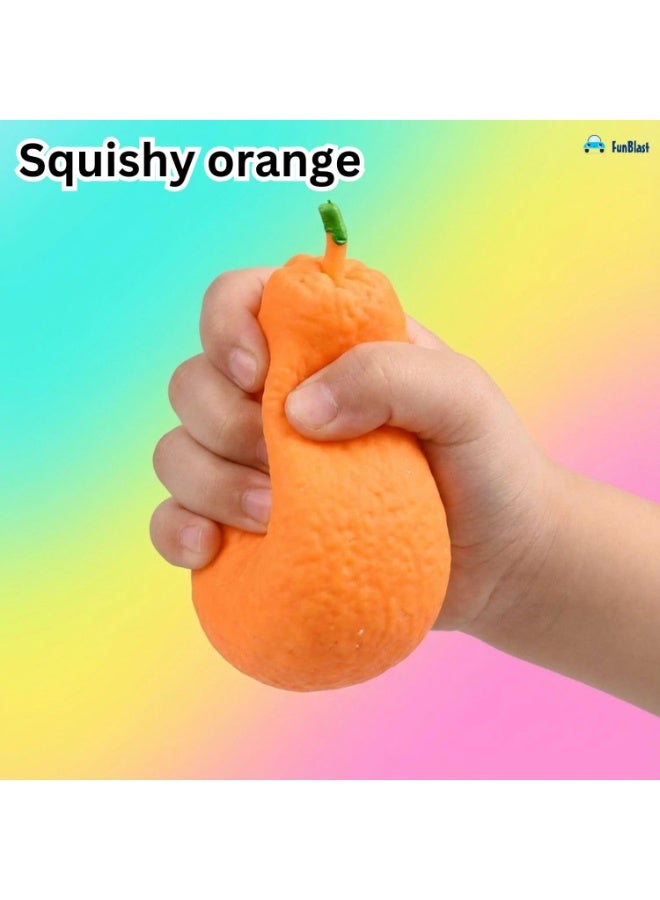 FunBlast Squishy Orange Toy – Pack of 1 Soft & Slow Rising Stress Relief Toys, Realistic Fruit Design, Non-Toxic PU Foam Fidget Toy for Kids & Adult (Orange) - Image 2