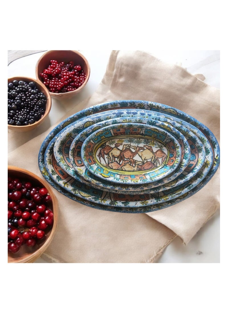 Generic - 5-piece service set of different sizes made of pottery and porcelain - a distinctive artistic touch - hand-drawn, safe in ovens and microwaves - Image 1