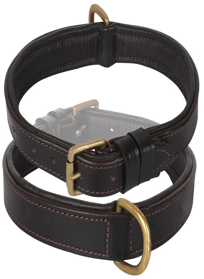 Rustic Town Leather Dog Collar for Pets - Collar with Brass Buckles and D Rings for Name Tags/Plate - Perfect Size for Medium & Large Dogs (15 to 19 inches) - Image 1