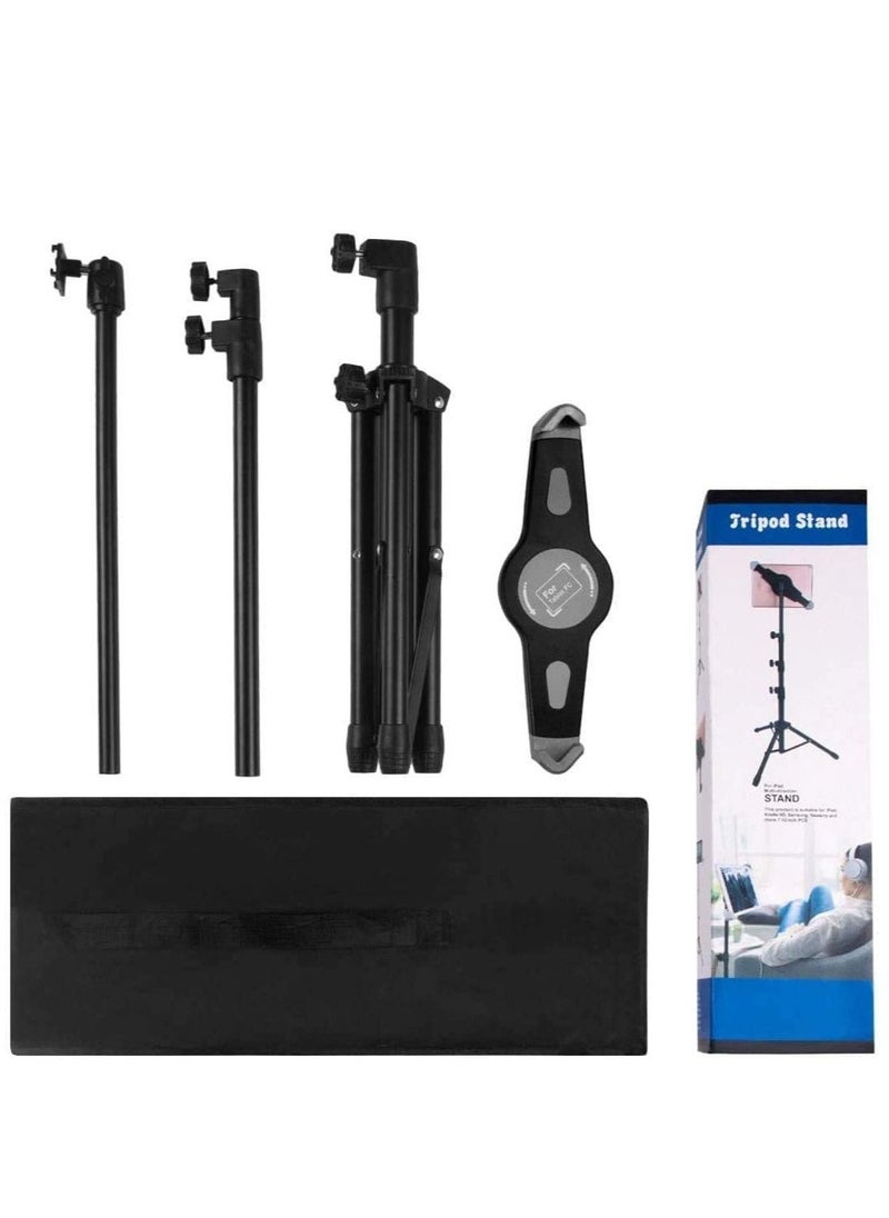 IPad and Mobile Phone Tripod Stand,Height Adjustable 20 to 60 Inch with 360 Degree Rotating Tablet Holder for iPad Air,iPad Pro and More 9.5 to 14.5 Inch Tablets, Coming with Carrying Bag  - Image 2