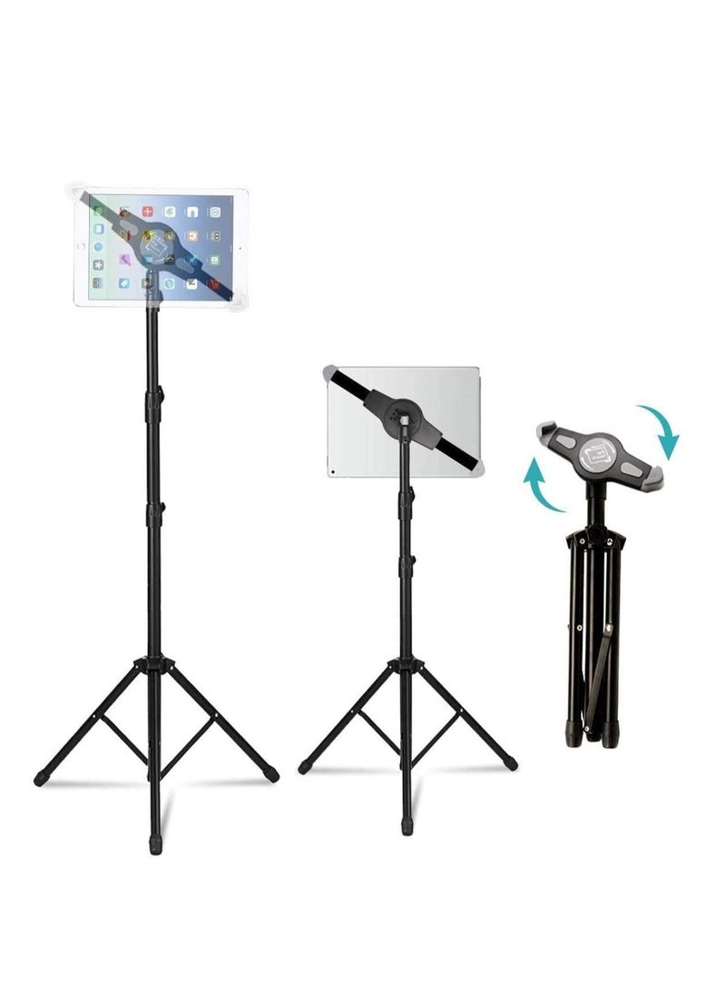 IPad and Mobile Phone Tripod Stand,Height Adjustable 20 to 60 Inch with 360 Degree Rotating Tablet Holder for iPad Air,iPad Pro and More 9.5 to 14.5 Inch Tablets, Coming with Carrying Bag  - Image 1