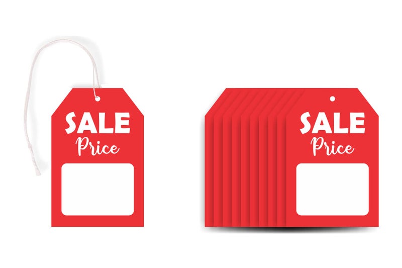 SVM CRAFT® Sale Price Tags with String | 2" X 3" Red/White Color (Pack of 100) Sale Price Large Printed Garment Price Paper Tag Labels, Sale Tags Price Tags Paper Sales Tags Labels - Image 4