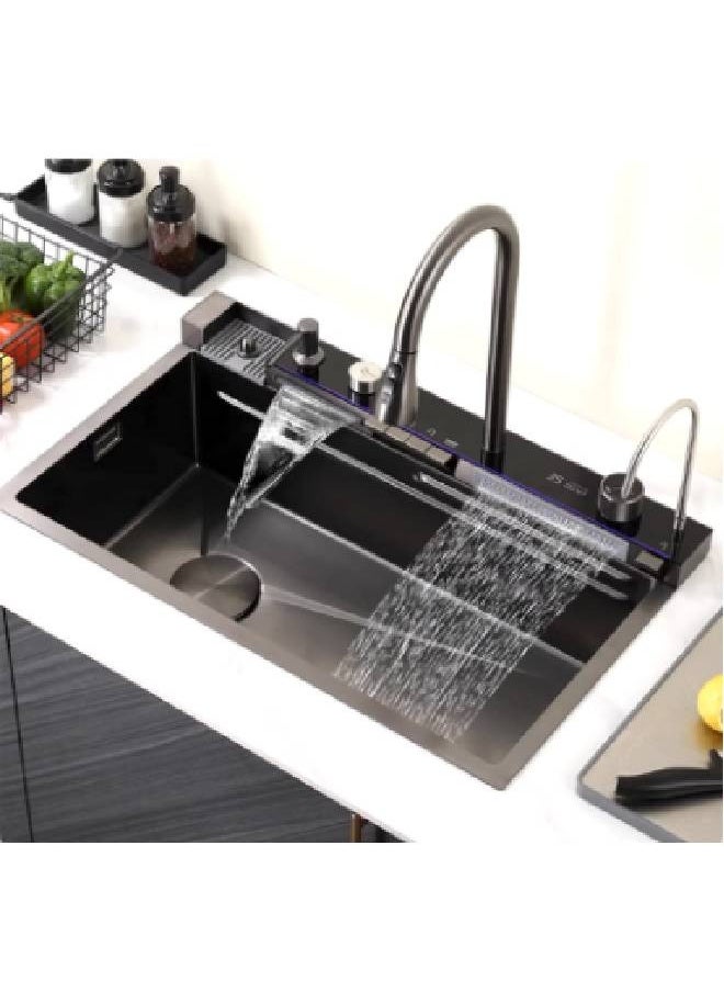 Kitchen Sink with 3*1 Faucet - Smart Multi-Function Tool - Stainless Steel - Black - 2917 