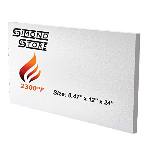 SIMOND STORE Ceramic Fiber Insulation Board - 2300F Rated - 0.47" x 12" x 24" - Pack of 1 - Fireproof Insulation Board for Wood Stoves, Pizza Ovens, Forges, Kilns, Furnaces, Fireplaces, Boilers - Image 1
