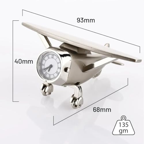 Giftana Aeroplane Miniature Analog Table Clock for Students, Airplane Miniature Desk Clock Paper Weight for Doctors Table, Manual Adjustment, Easy Battery Replacement|93x40 Mm, Silver - Image 5
