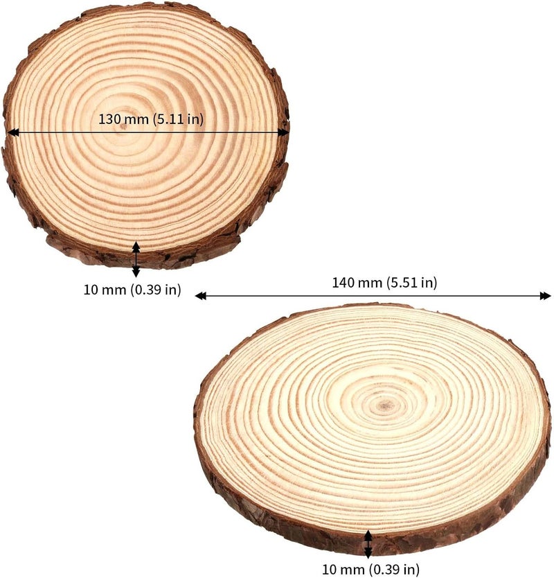 JAPCHET 50 PCS 555 Inch Natural Wood Slices Wooden Circle Slices with Bark Unfinished Wood Discs for Home Decorations and Christmas Ornaments - Image 2