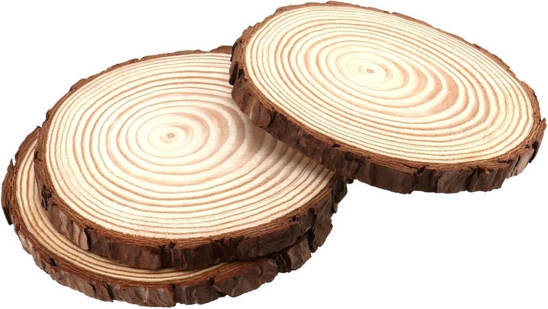 JAPCHET 50 PCS 555 Inch Natural Wood Slices Wooden Circle Slices with Bark Unfinished Wood Discs for Home Decorations and Christmas Ornaments - Image 3
