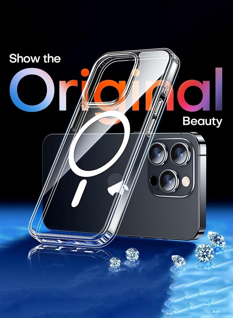 Theodor Magnetic Case for iPhone 15 Pro 6.1-inch Compatible with MagSafe Wireless Charging, Shockproof Phone Bumper Cover, Anti-Scratch Clear Back (Clear) - Image 3