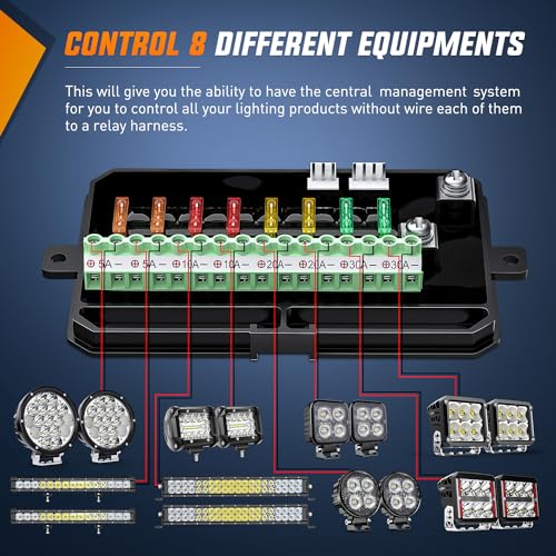 Nilight 8 Gang Switch Panel System Circuit Control Relay Fuse Wiring Harness Automatic Dimmable ON Off LED Pod for 12V Cars Trucks Campers SUV - Image 3