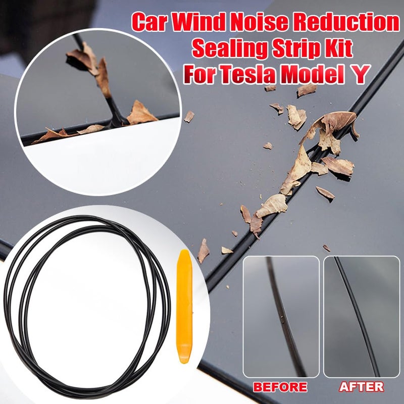 WSKEJI Sunroof Rubber Seal Strip Wind Noise Reduction Kit AntiDust Skylight Sealing Strip Lowering Silicone Seal Kit for Tesla Model Y with Installation Tool Black - Image 4