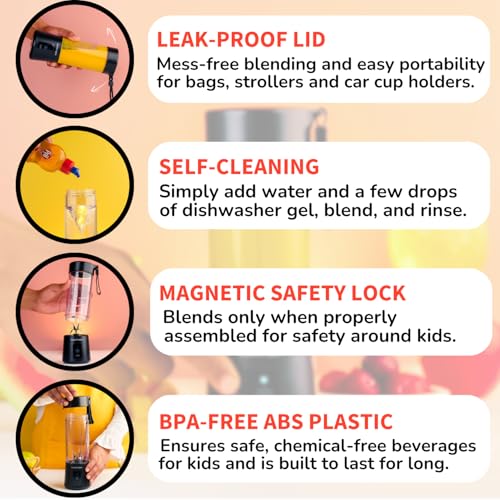 InstaCuppa Portable Blender for Smoothie and Juices, Milk Shakes, Crushing Ice, USB Rechargeable Blender Machine for Kitchen with 2000 mAh Battery, 150 W Motor, 400 ML, Built-in Jar (Normal Edition) - Image 5