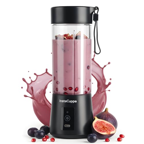 InstaCuppa Portable Blender for Smoothie and Juices, Milk Shakes, Crushing Ice, USB Rechargeable Blender Machine for Kitchen with 2000 mAh Battery, 150 W Motor, 400 ML, Built-in Jar (Normal Edition) - Image 1