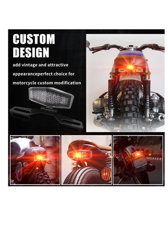 Generic - Universal LED Motorcycle Tail Light with License Plate Bracket, 12V Integrated Turn Signals & Brake Light for Dirt Bikes, Scooters & ATVs (Black) - Image 1