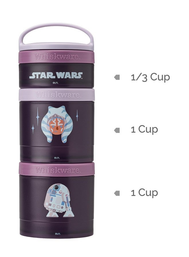 Whiskware Star Wars Stackable Snack Containers for Kids and Toddlers, 3 Stackable Snack Cups for School or Travel, Ashoka and R2D2 - Image 2