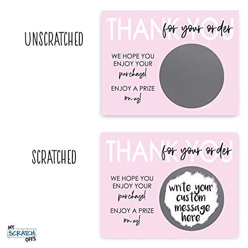My Scratch Offs Small Business Thank you Promotion DIY Make Your Own Scratch Offs 20 Pack 3x4 Cards & Stickers Pink - Image 4