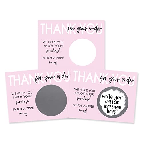 My Scratch Offs Small Business Thank you Promotion DIY Make Your Own Scratch Offs 20 Pack 3x4 Cards & Stickers Pink - Image 1