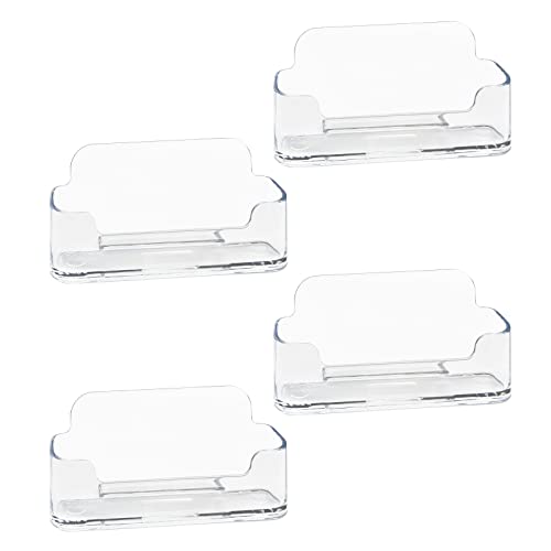 HSYMQ 4 Pack Business Card Holder for Desk, Clear Acrylic Plastic Business Cards Display Holders Stand, Fits 30-50 Business Cards - Image 1