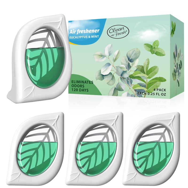 Clean-n-Fresh Air Freshener for Home, 4 Pack, Eucalyptus & Mint, Odor Eliminator for Small Area Closets Bathroom Pets Strong Odor, Up to 120 Days - Image 1