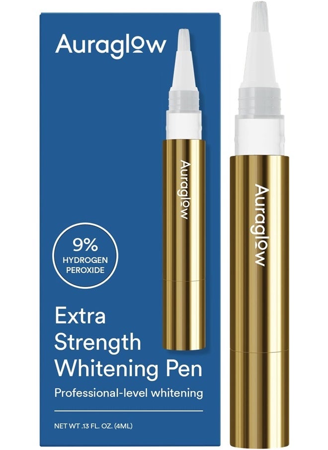 AuraGlow Auraglow Extra Strength Teeth Whitening Pen, 9% Hydrogen Peroxide, 40+ Whitening Treatments, Whitens Teeth Fast, No Sensitivity, 4mL  - Image 1