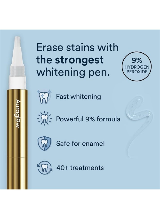 AuraGlow Auraglow Extra Strength Teeth Whitening Pen, 9% Hydrogen Peroxide, 40+ Whitening Treatments, Whitens Teeth Fast, No Sensitivity, 4mL  - Image 3