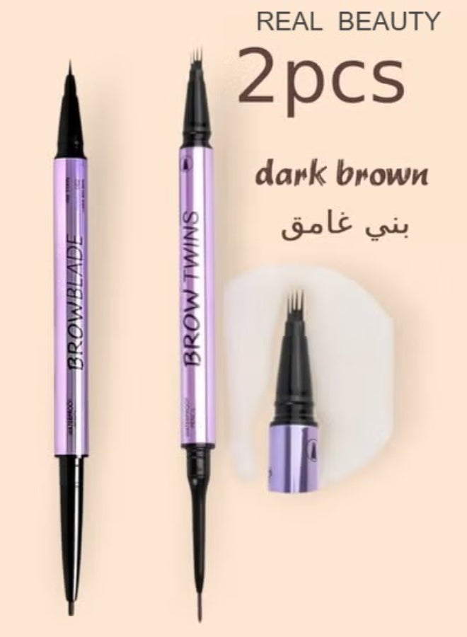 ريال بيوتي قلم حواجب مقاوم للماء يدوم طويلا قطعتين بني غامق 002 - Image 1