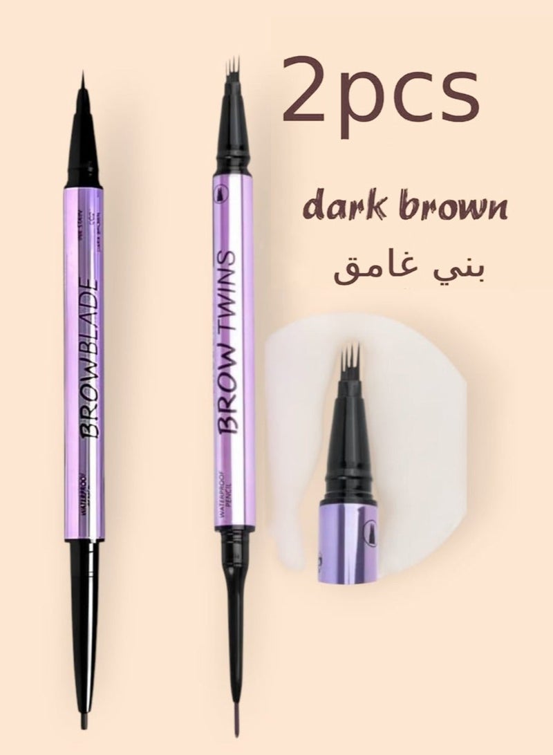 ريال بيوتي قلم حواجب مقاوم للماء يدوم طويلا قطعتين بني غامق 002 - Image 3