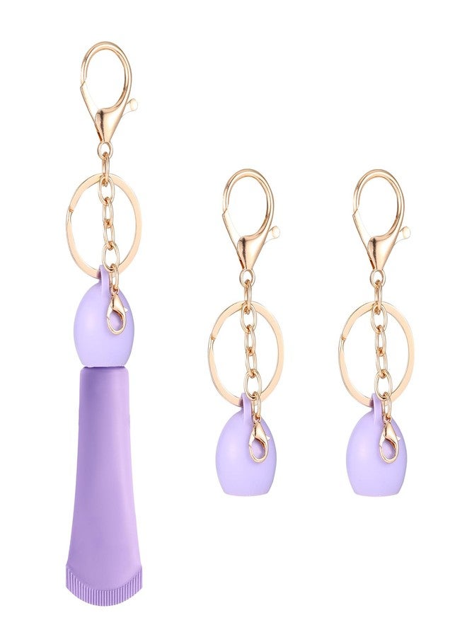 Fukaisu 2pcs Lip Balm Keychain Holder for NYX Makeup Smushy Matte Balm, Portable Lip Gloss Cap Holder Secure Charms Accessories (Lavender Purple - Image 1