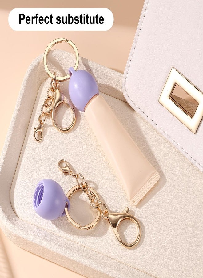 Fukaisu 2pcs Lip Balm Keychain Holder for NYX Makeup Smushy Matte Balm, Portable Lip Gloss Cap Holder Secure Charms Accessories (Lavender Purple - Image 4