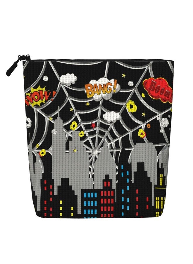 Black Spiderweb Travel Toiletry Bag for Boys - Cute Small Water-resistant Makeup Bag for Kids & Women - Foldable Cosmetic Organizer Storage Bag for Toiletries Accessories Bathroom Stuff - Image 1