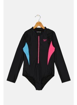 Reebok Kids Girl Brand Logo One Piece Swimwear, Black  - Image 1