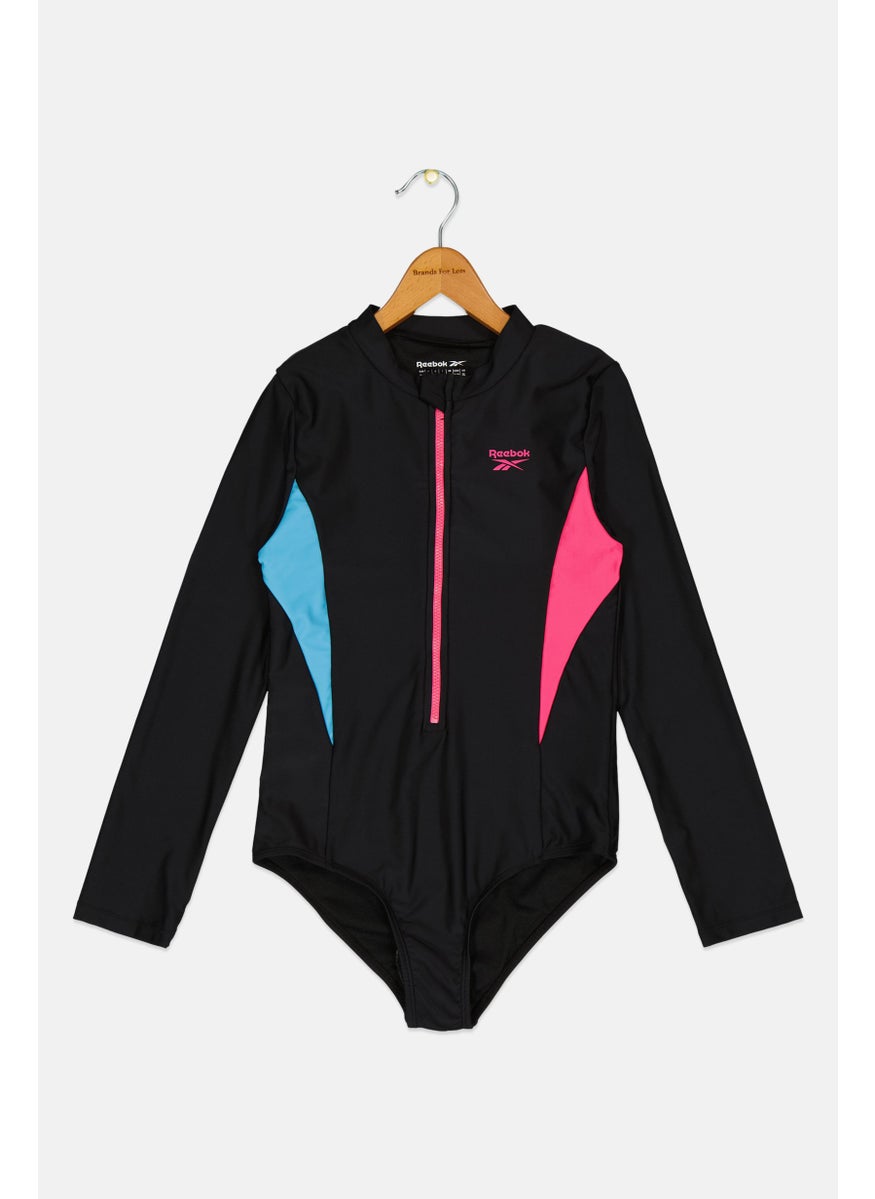 Reebok Kids Girl Brand Logo One Piece Swimwear, Black  - Image 1